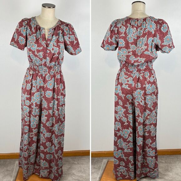 Anthropologie The Somerset Jumpsuit Womens Sz Small Floral Wide Leg Pockets Boho - Picture 3 of 7